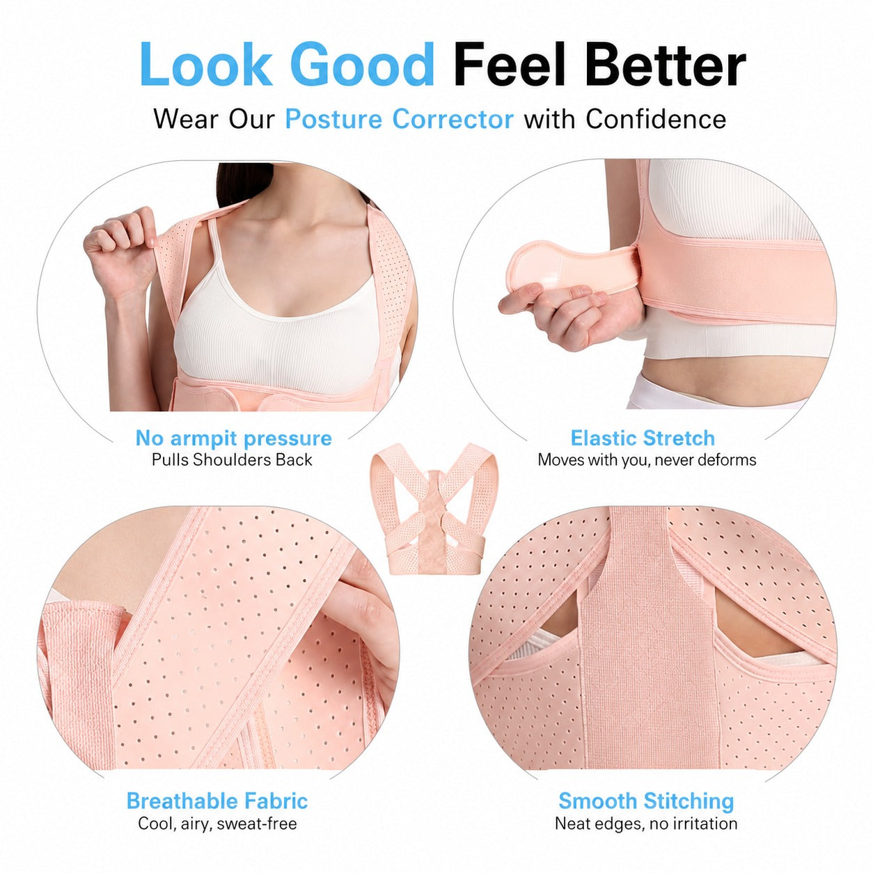 Back Brace Posture Corrector for Women Shoulder Straightener for Upper and Lower Back Pain Improving Postura Support Belt for Scoliosis