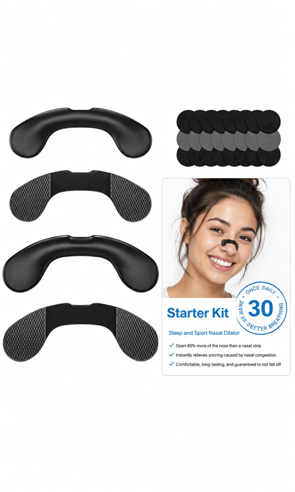 Nasal Strips for Snoring, Extra Strength Snoring Solution Nose Strips, Improve Breathing and Sleep Quality (30 Count, Black)