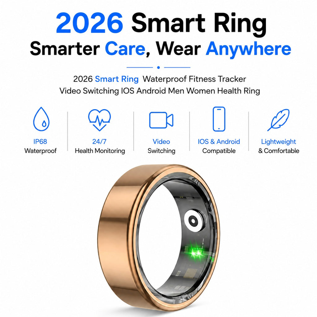 Smart Ring Waterproof Fitness Tracker Video Switching IOS Android Men Women Health Ring