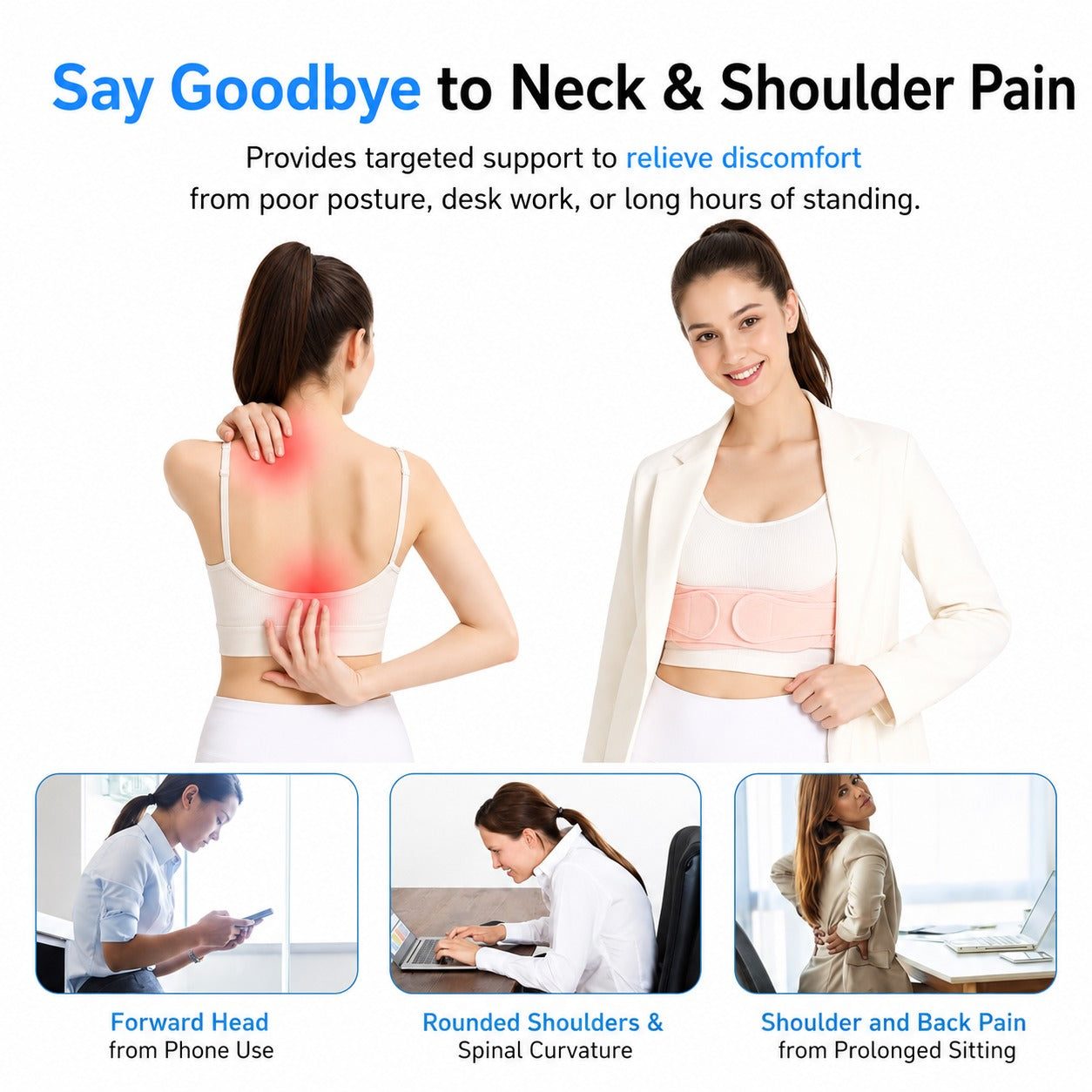 Back Brace Posture Corrector for Women Shoulder Straightener for Upper and Lower Back Pain Improving Postura Support Belt for Scoliosis