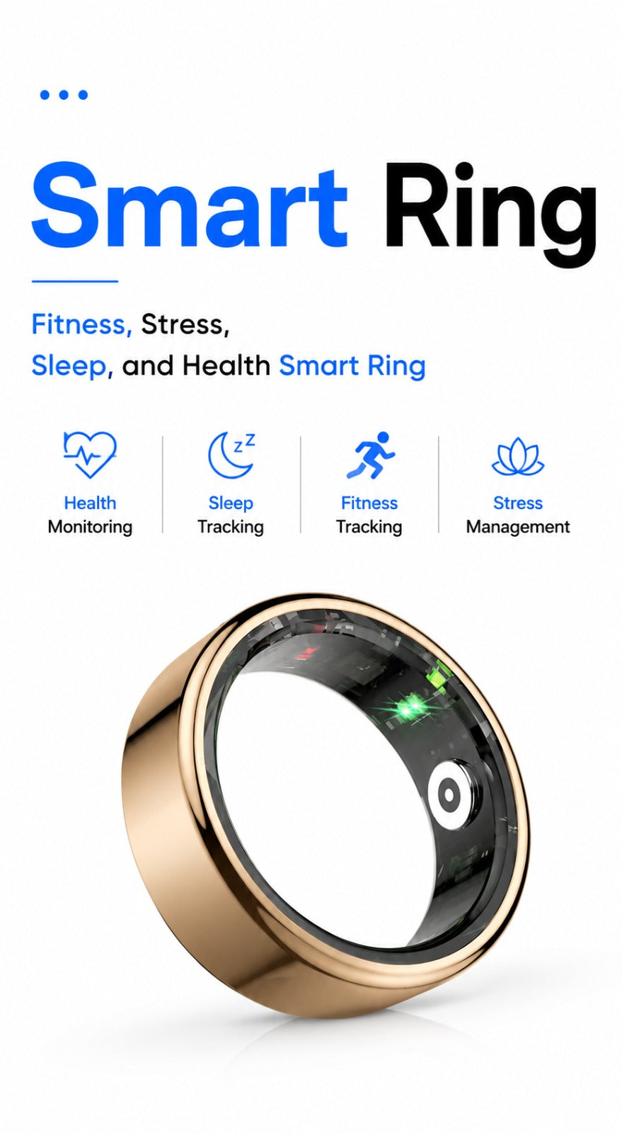 Smart Ring Waterproof Fitness Tracker Video Switching IOS Android Men Women Health Ring