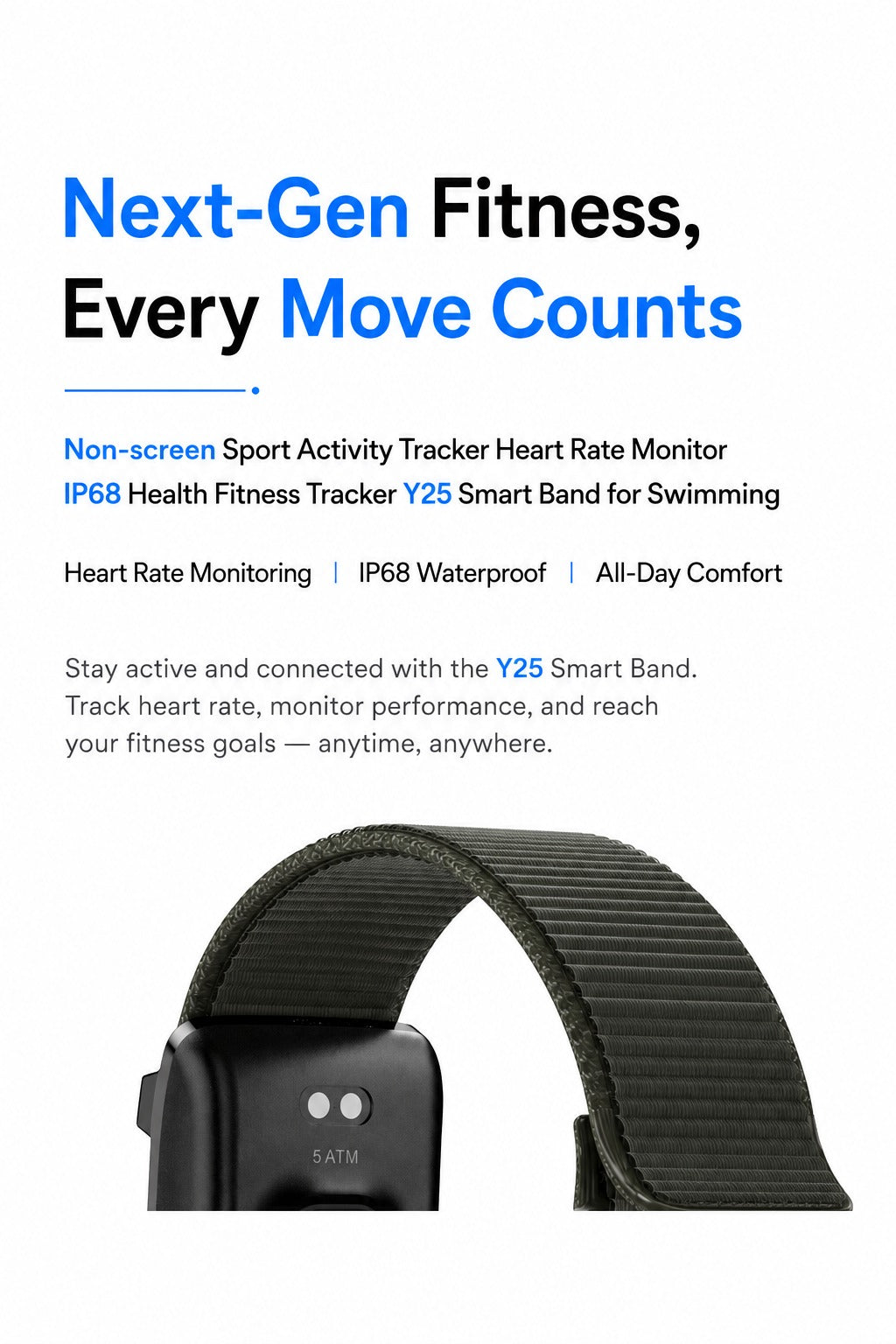 Accurate Temperature Fitness Activity Tracker Smart Band Smartband Displyless No Screen Alloy Smart Bracelets Nylon Strap