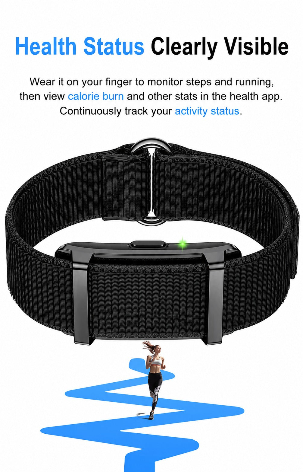 Accurate Temperature Fitness Activity Tracker Smart Band Smartband Displyless No Screen Alloy Smart Bracelets Nylon Strap