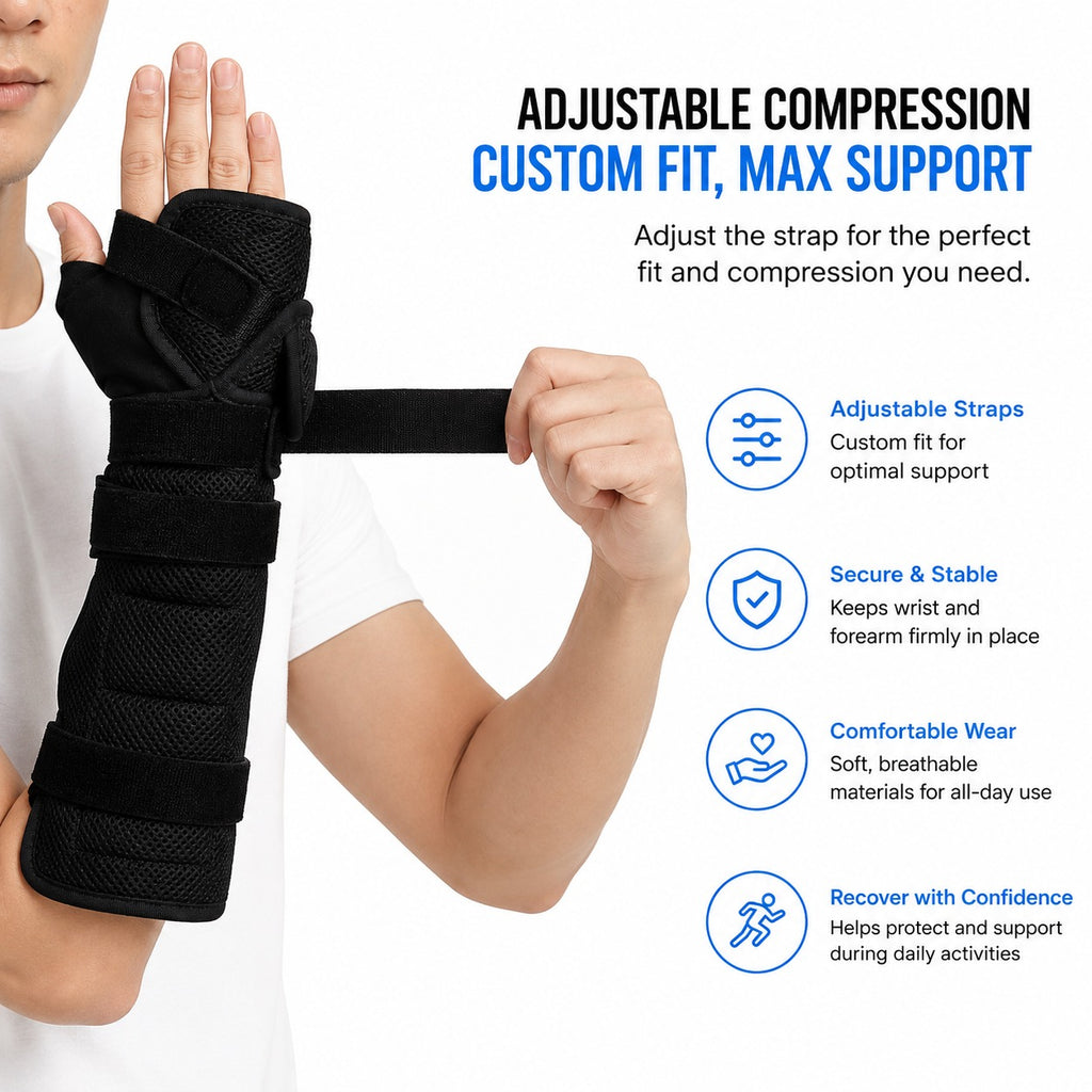 Adjustable Night Sleep Hand Thumb Orthopedic Compression Wrist Support Brace Splint for Carpal Tunnel Pain Injury Strain Sprain