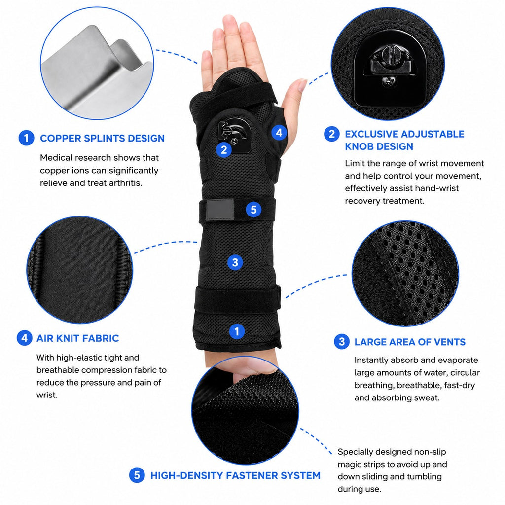 Adjustable Night Sleep Hand Thumb Orthopedic Compression Wrist Support Brace Splint for Carpal Tunnel Pain Injury Strain Sprain