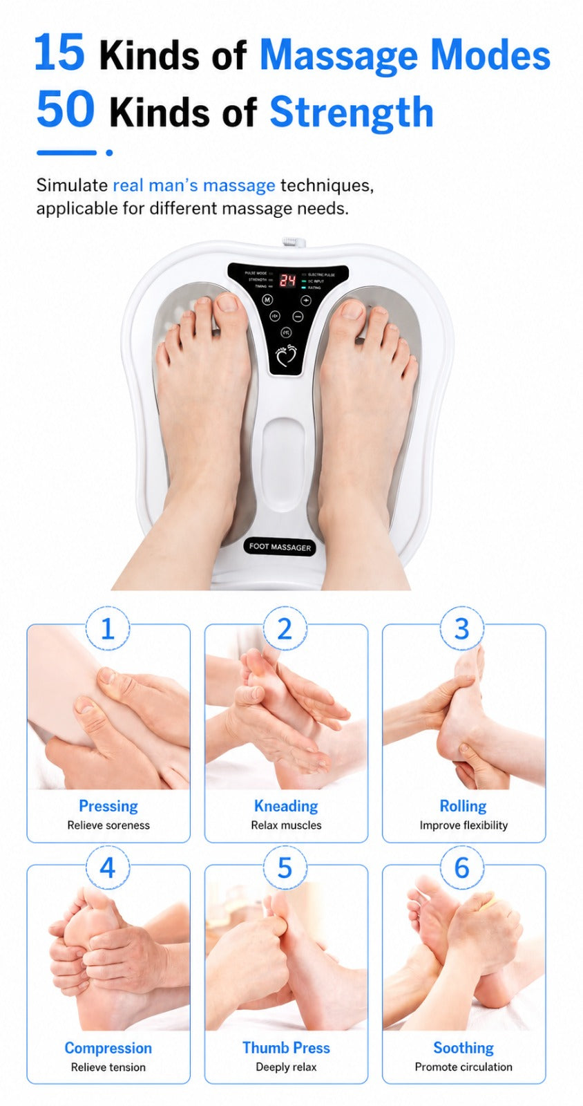 Foot Massager Stretcher with Heat & TENS EMS Electronic Nerve Stimulator for Plantar Fasciitis Neuropathy Pain Muscle Relax