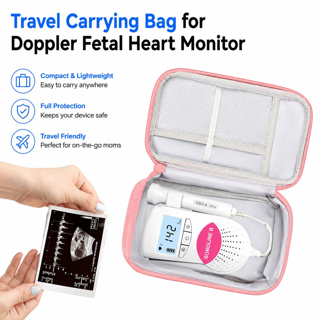 Travel Carrying Bag for Doppler Fetal Heart Monitor, Storage bag for Doppler Monitor, Portable Organizer Case Fits Doppler Heartbeat Monitor