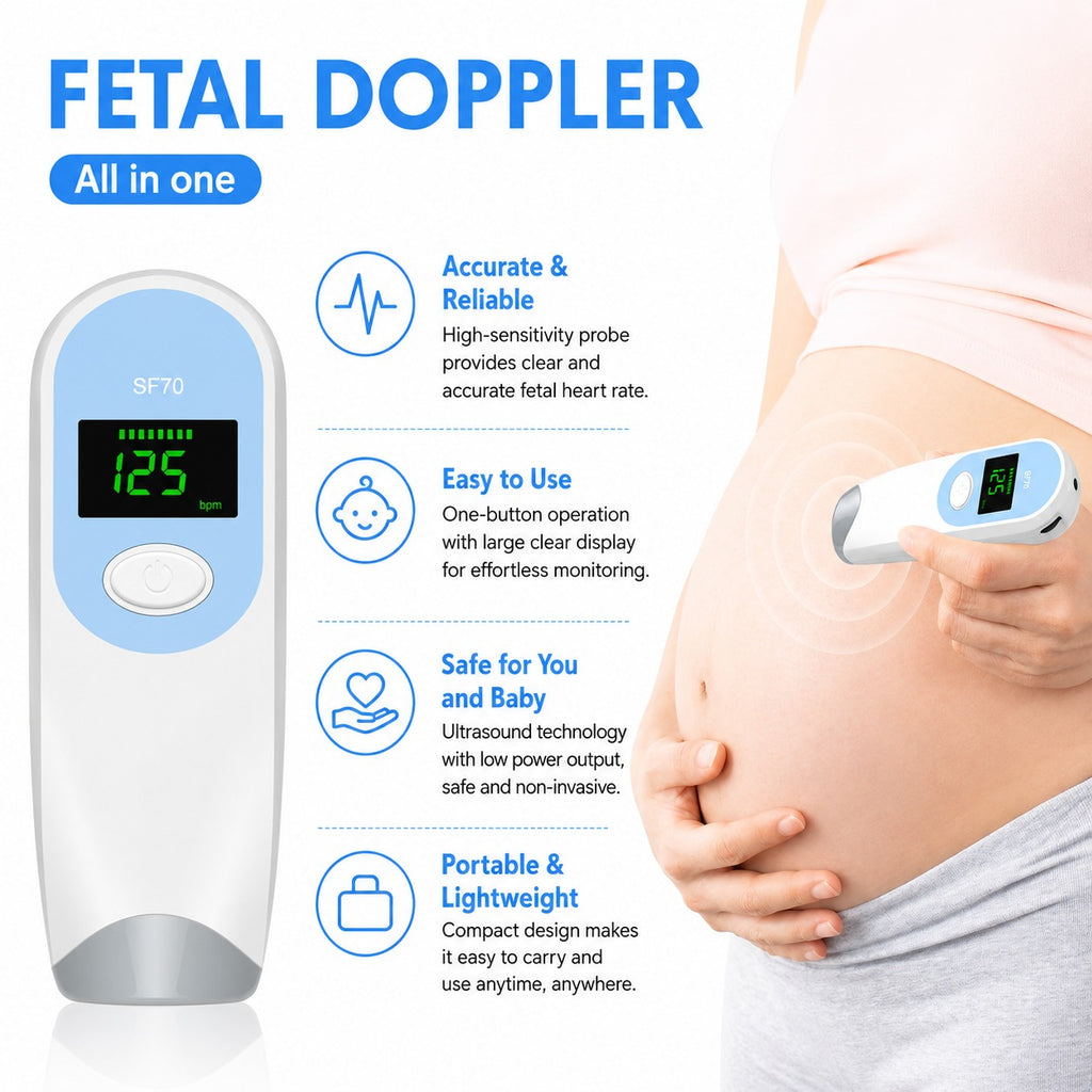 Home Use Fetal Heart Monitor Hand-held Ultrasound Prenatal Pocket Fetal Doppler for Pregnant