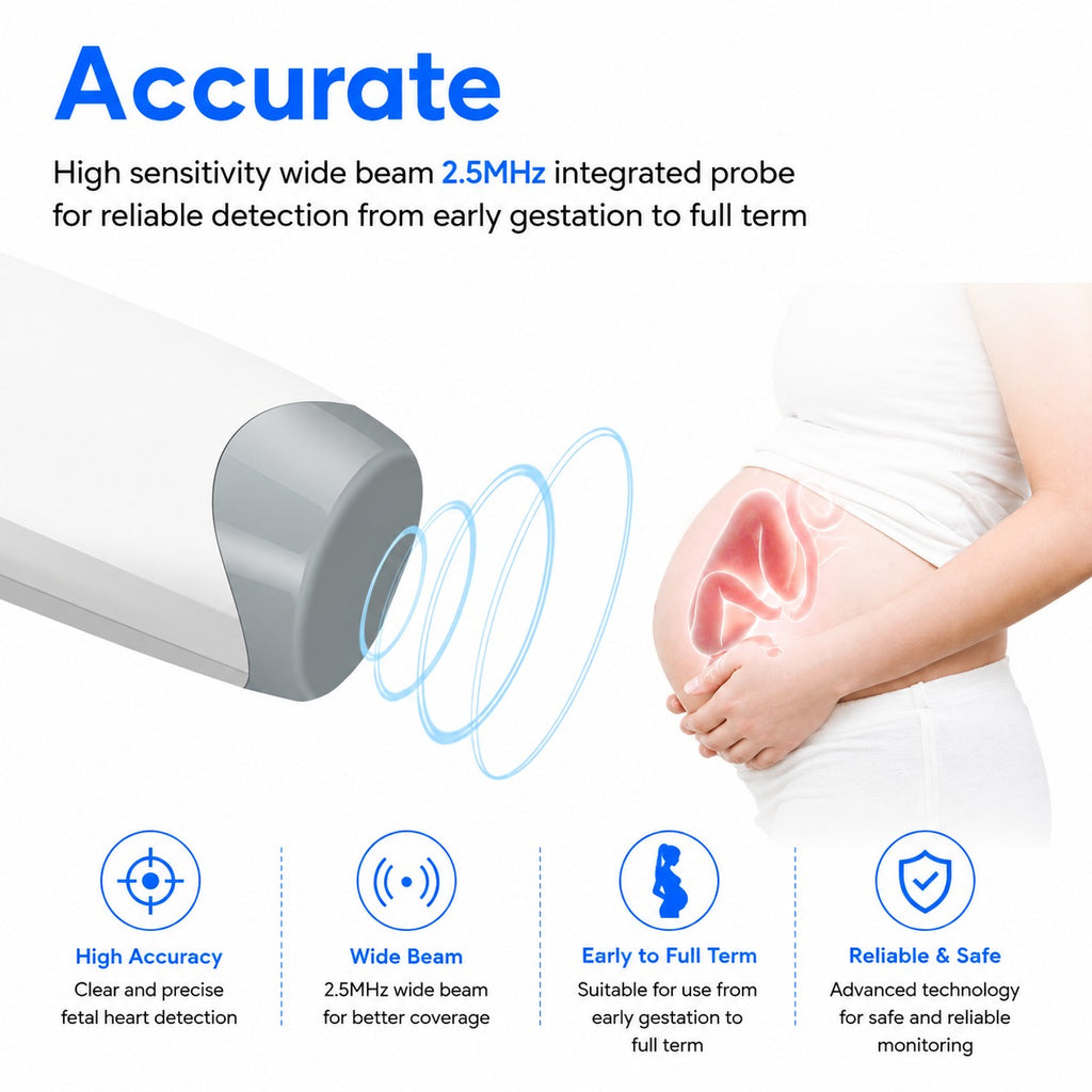 Home Use Fetal Heart Monitor Hand-held Ultrasound Prenatal Pocket Fetal Doppler for Pregnant