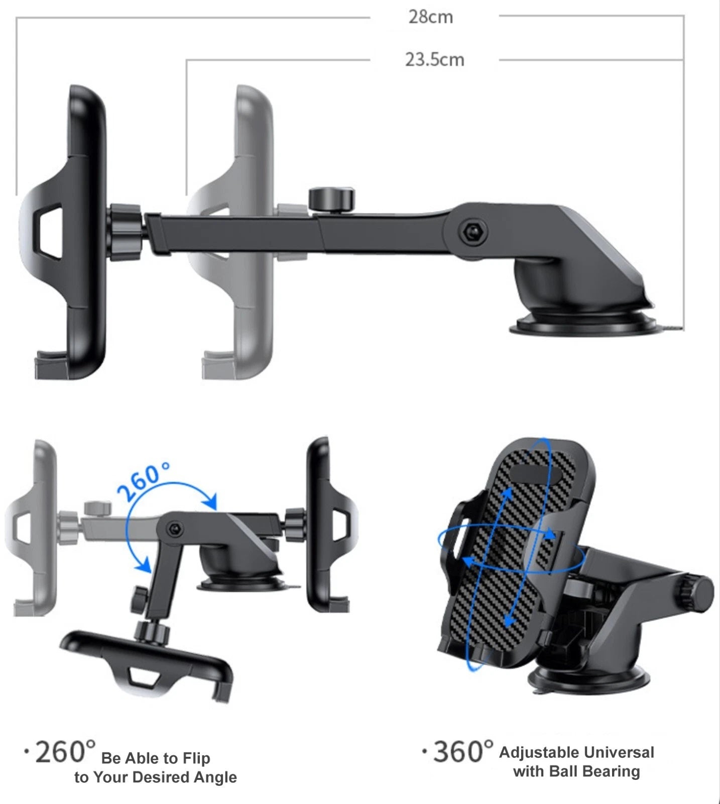Car Phone Holder Universal Mount Mobile iPhone Windscreen Dashboard or Air Vent